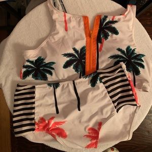 Tropical Palm Print Bikini Set